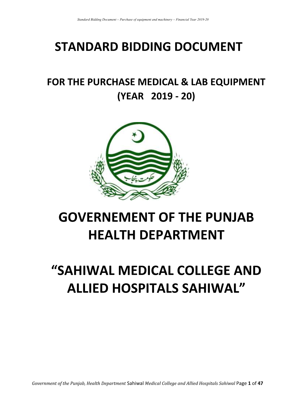 Sahiwal Medical College and Allied Hospitals Sahiwal Page 1 of 47