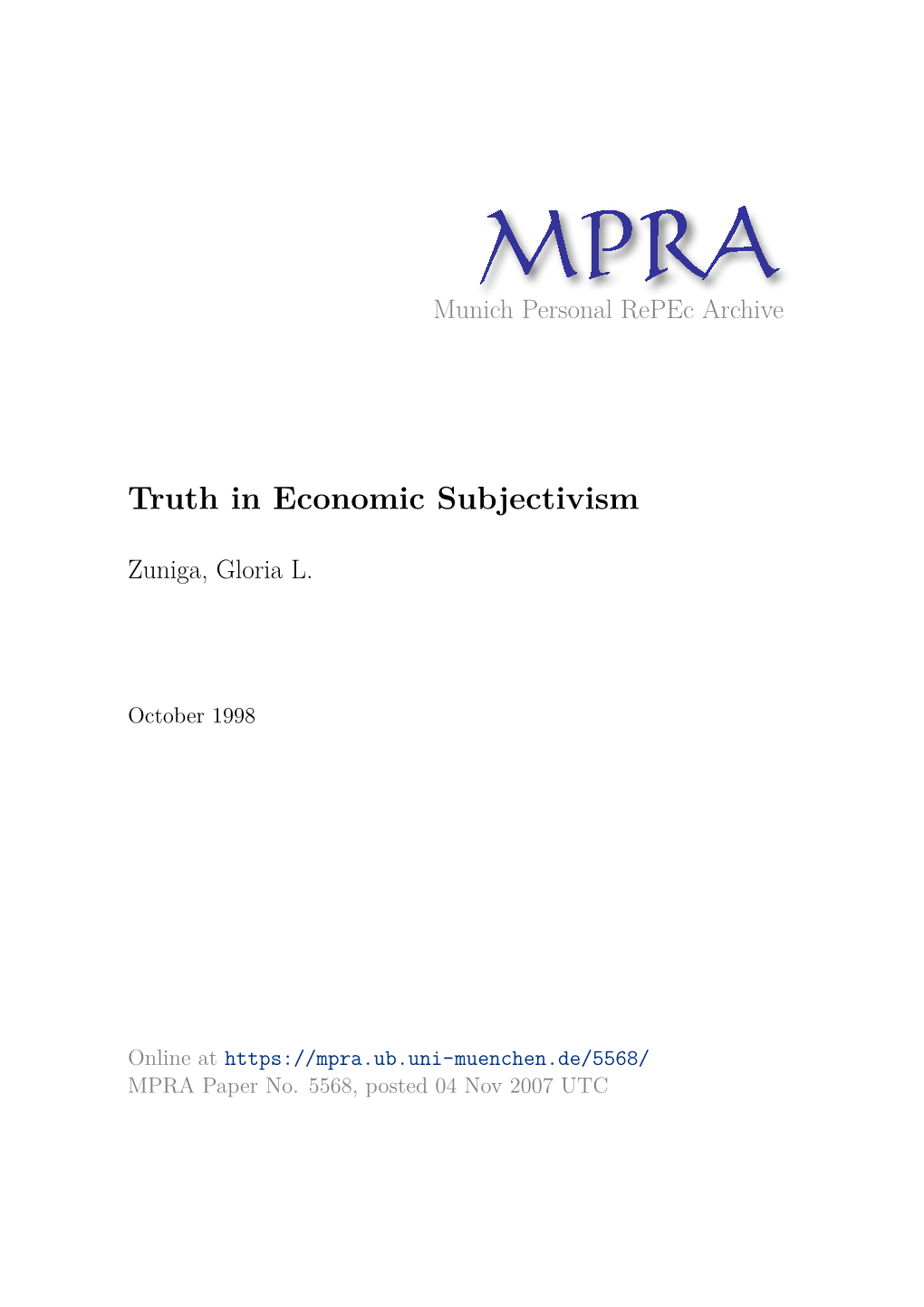 Truth in Economic Subjectivism