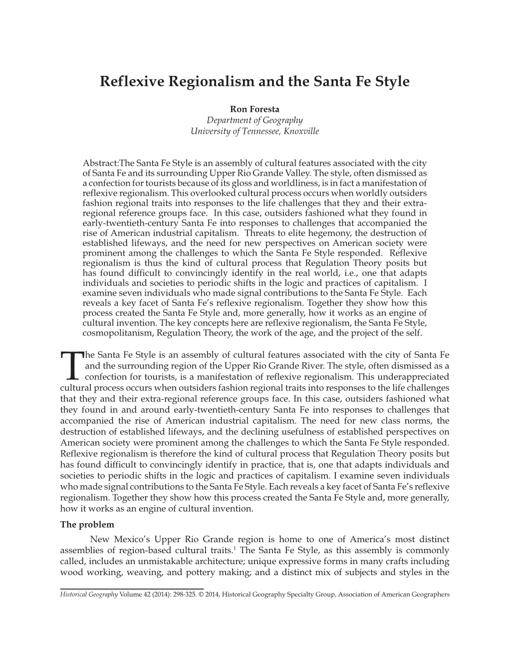 Reflexive Regionalism and the Santa Fe Style