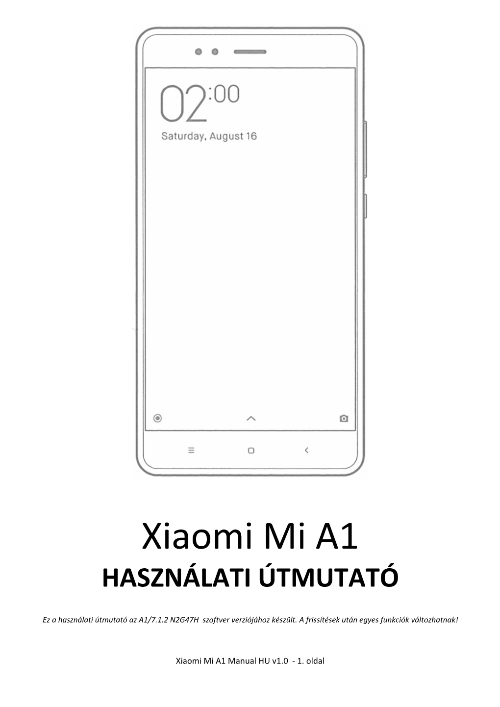 Xiaomi Mi A1 HASZNÁLATI ÚTMUTATÓ