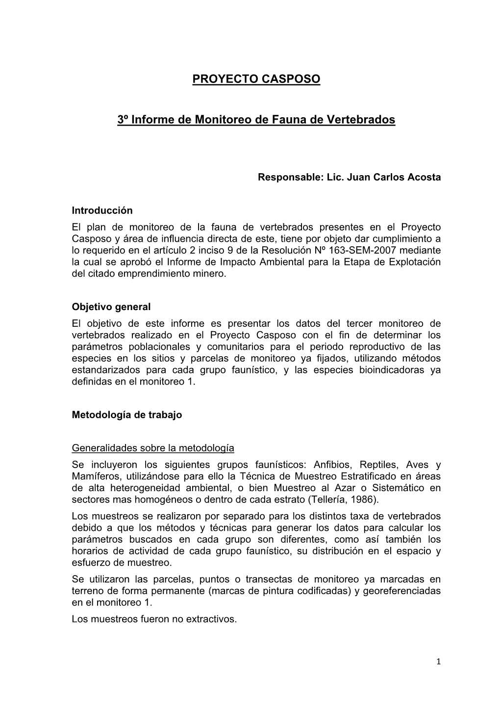 3º Informe Fauna Monitoreo Vertebrados