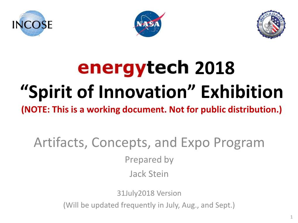 2018 “Spirit of Innovation” Exhibition (NOTE: This Is a Working Document