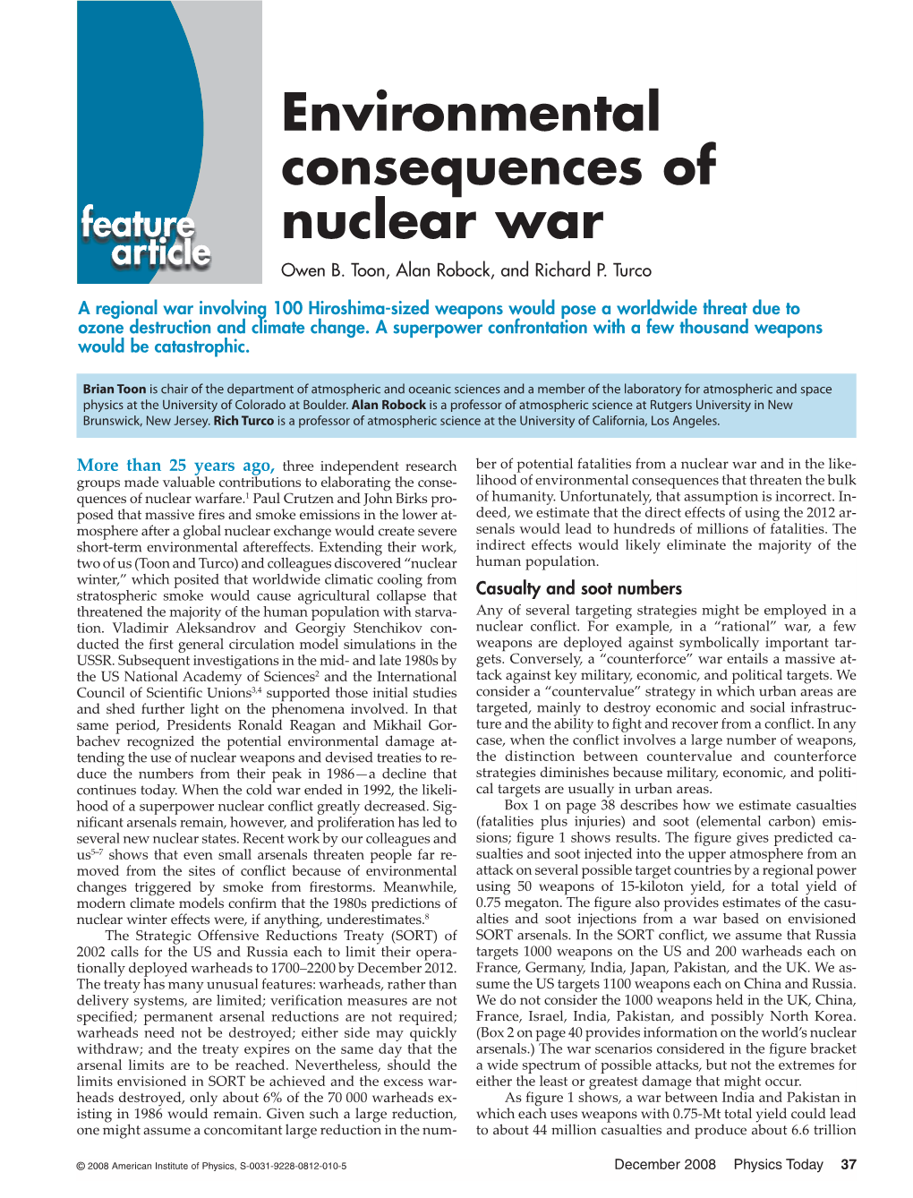 Environmental Consequences of Nuclear War