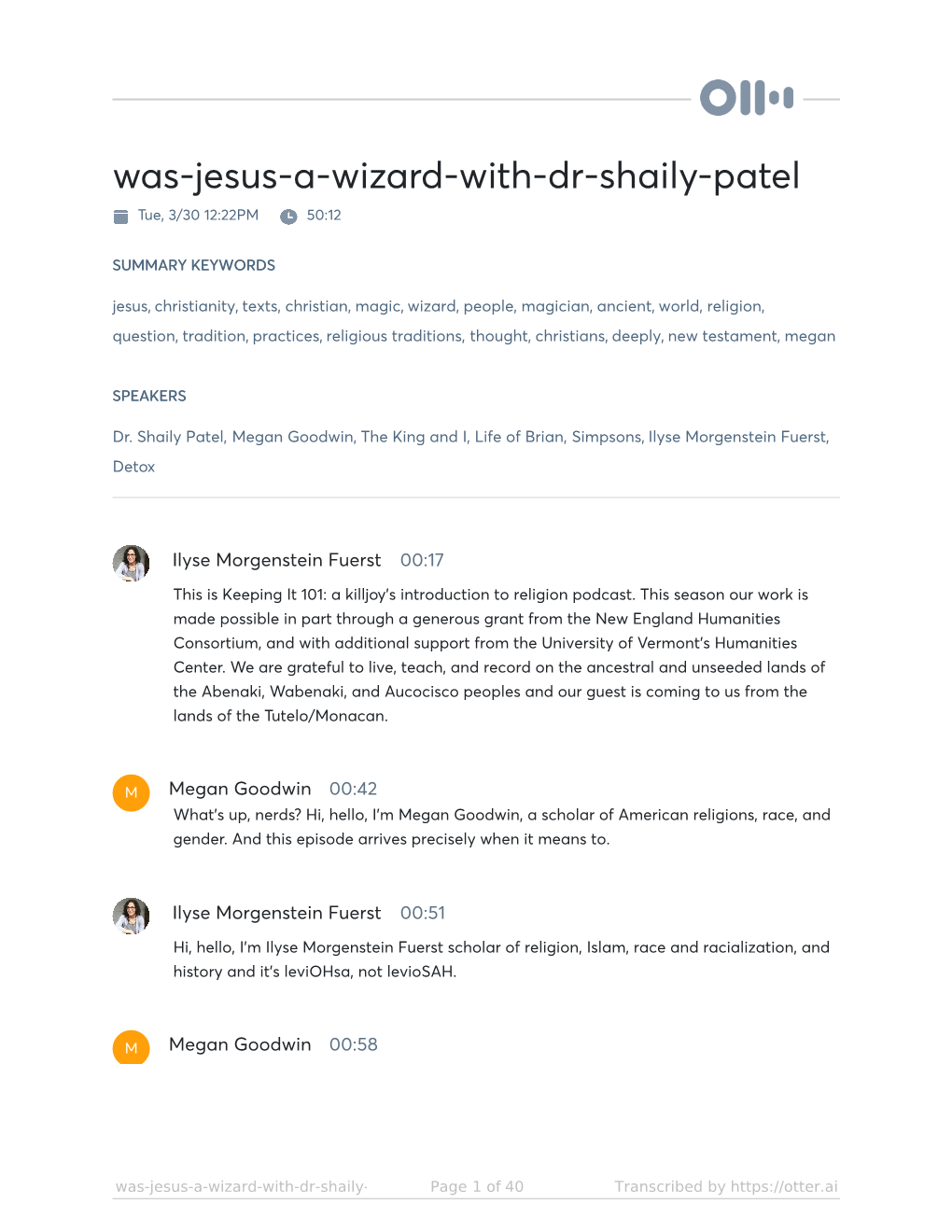 Was-Jesus-A-Wizard-With-Dr-Shaily-Patel Tue, 3/30 12:22PM 50:12