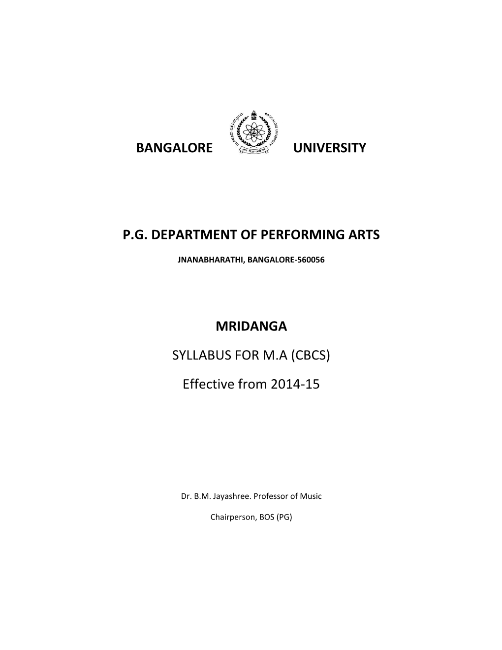 MRIDANGA SYLLABUS for MA (CBCS) Effective from 2014-15