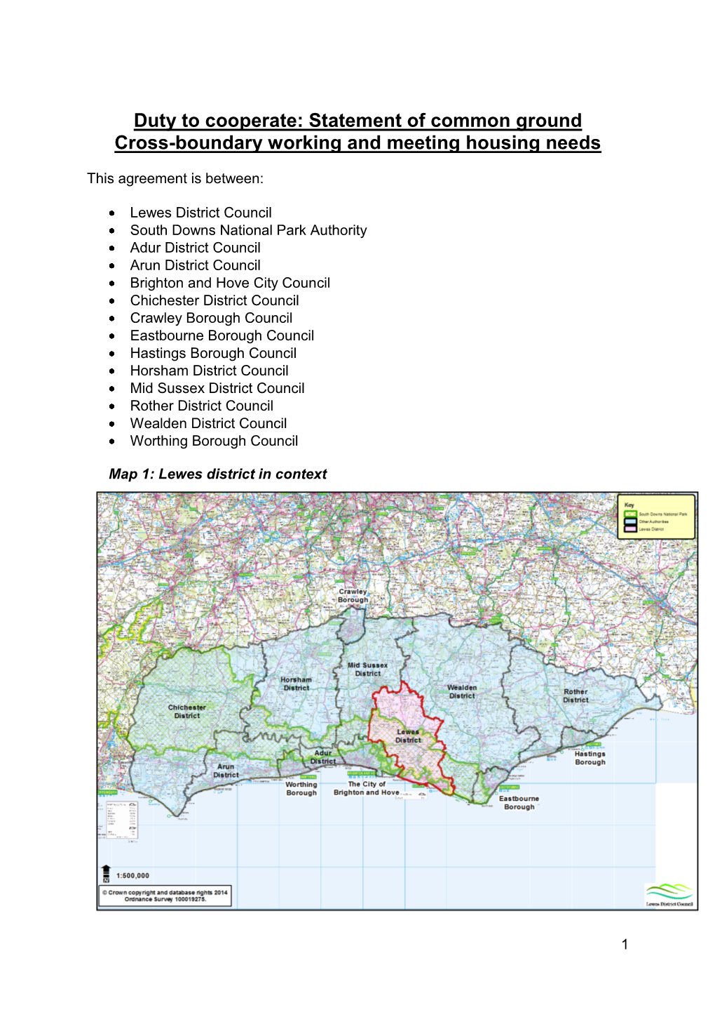 Duty to Cooperate: Statement of Common Ground Cross-Boundary Working and Meeting Housing Needs