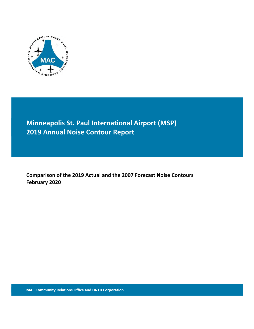 MSP 2019 Annual Noise Contour Report Metropolitan Airports Commission