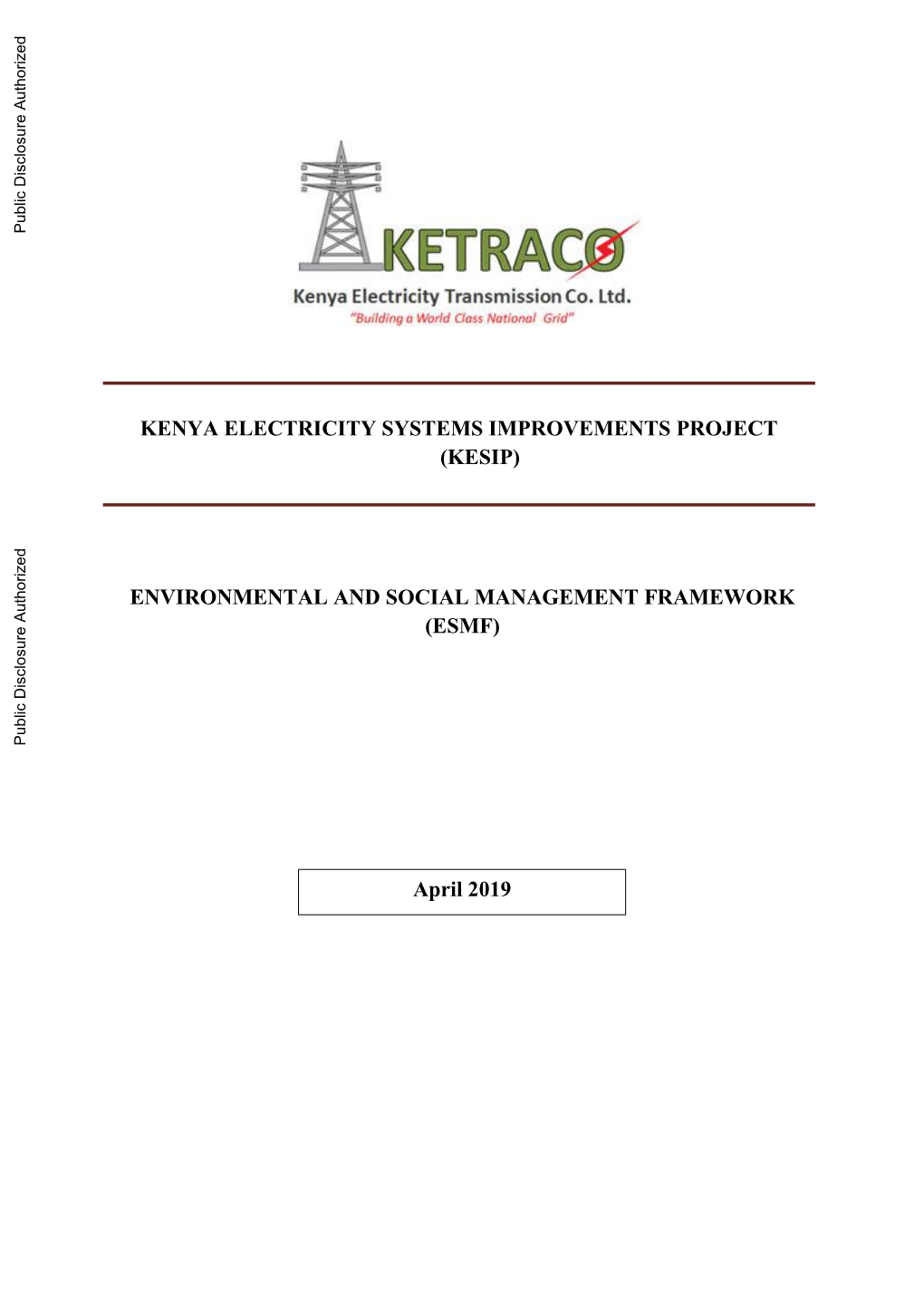 Kenya Electricity Systems Improvements Project (Kesip)