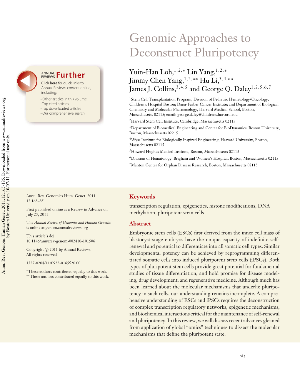 Genomic Approaches to Deconstruct Pluripotency