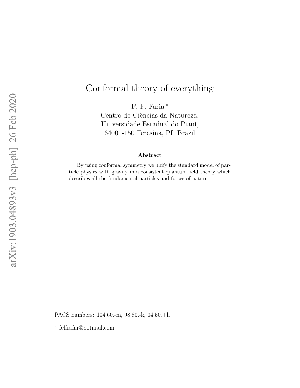 Conformal Theory of Everything (CTOE)