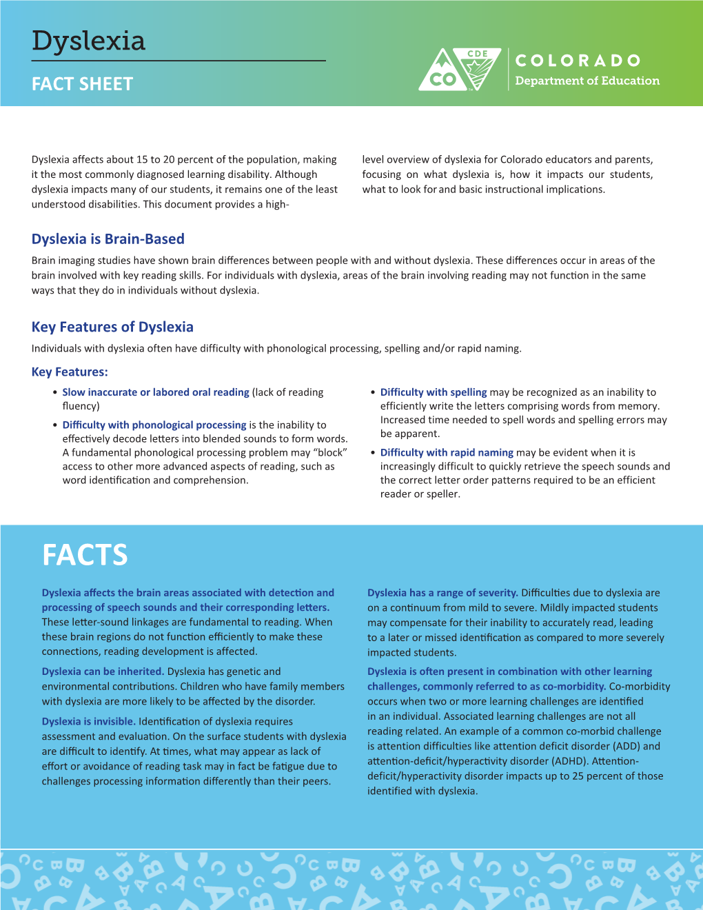 Dyslexia FACT SHEET