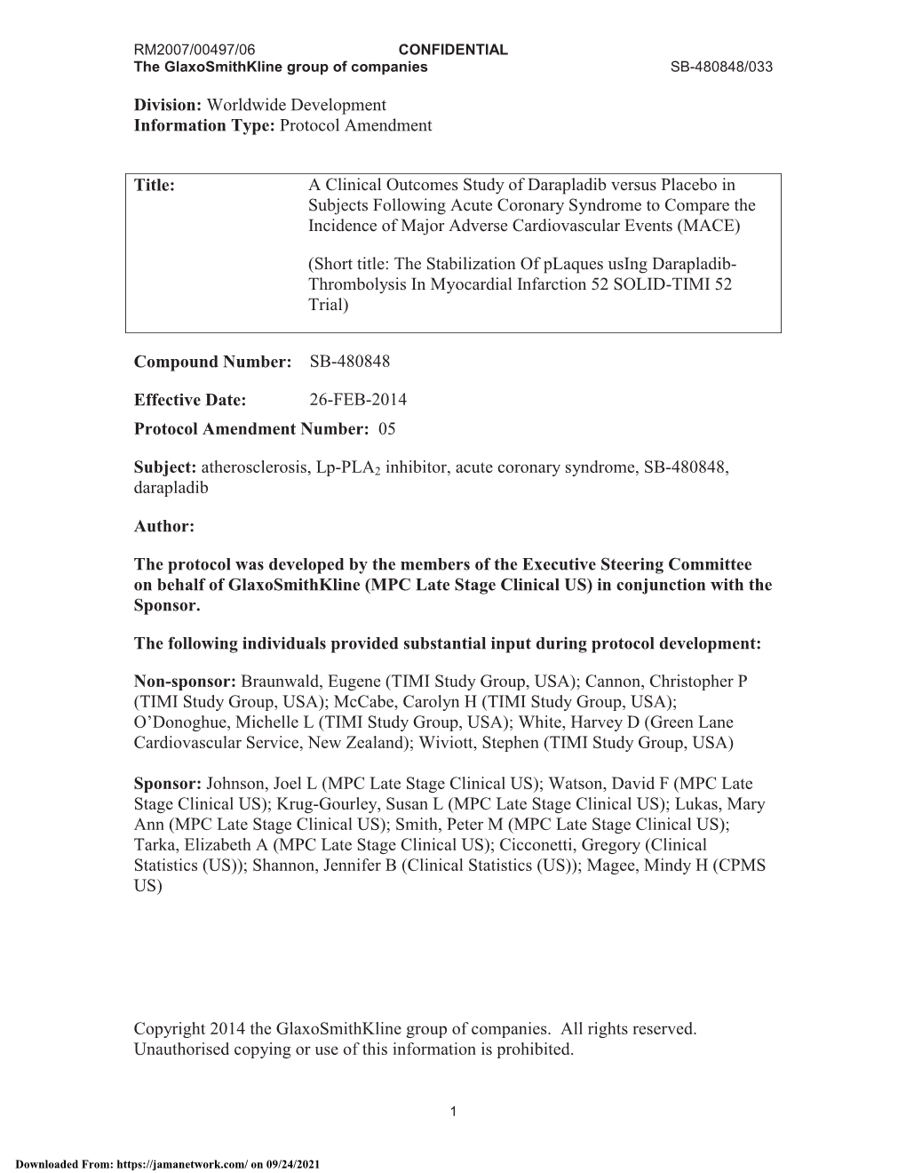 The SOLID-TIMI 52 Randomized Clinical Trial