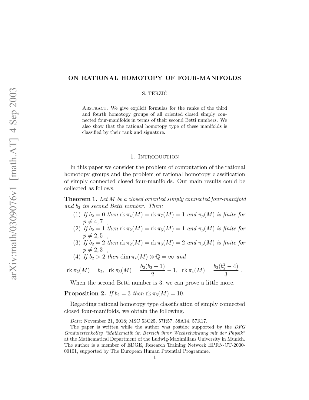 [Math.AT] 4 Sep 2003 and H Uhri Ebro DE Eerhtann Ewr HPRN-C Network Programme