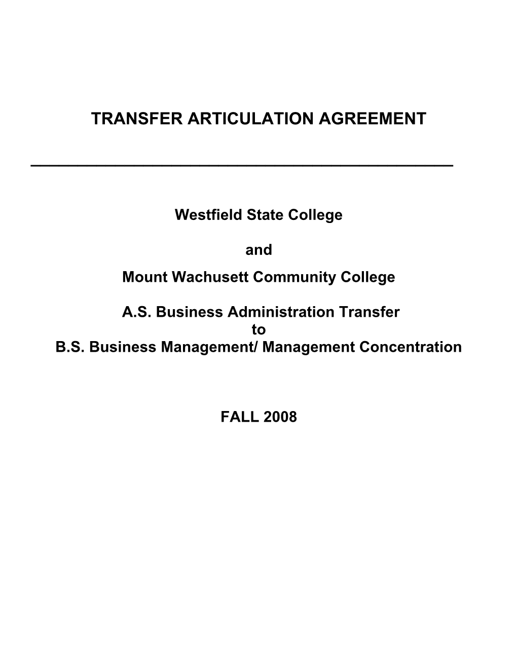 Transfer Articulation Agreement