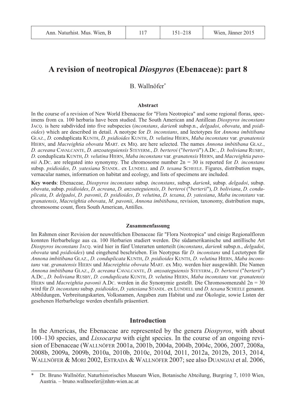 A Revision of Neotropical Diospyros (Ebenaceae): Part 8