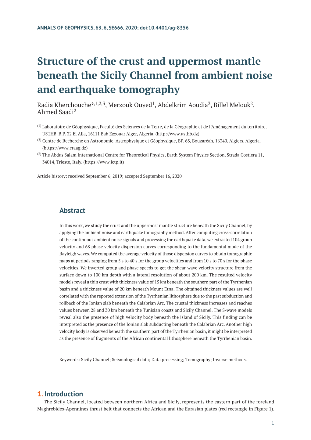 Structure of the Crust and Uppermost Mantle Beneath the Sicily Channel from Ambient Noise and Earthquake Tomography