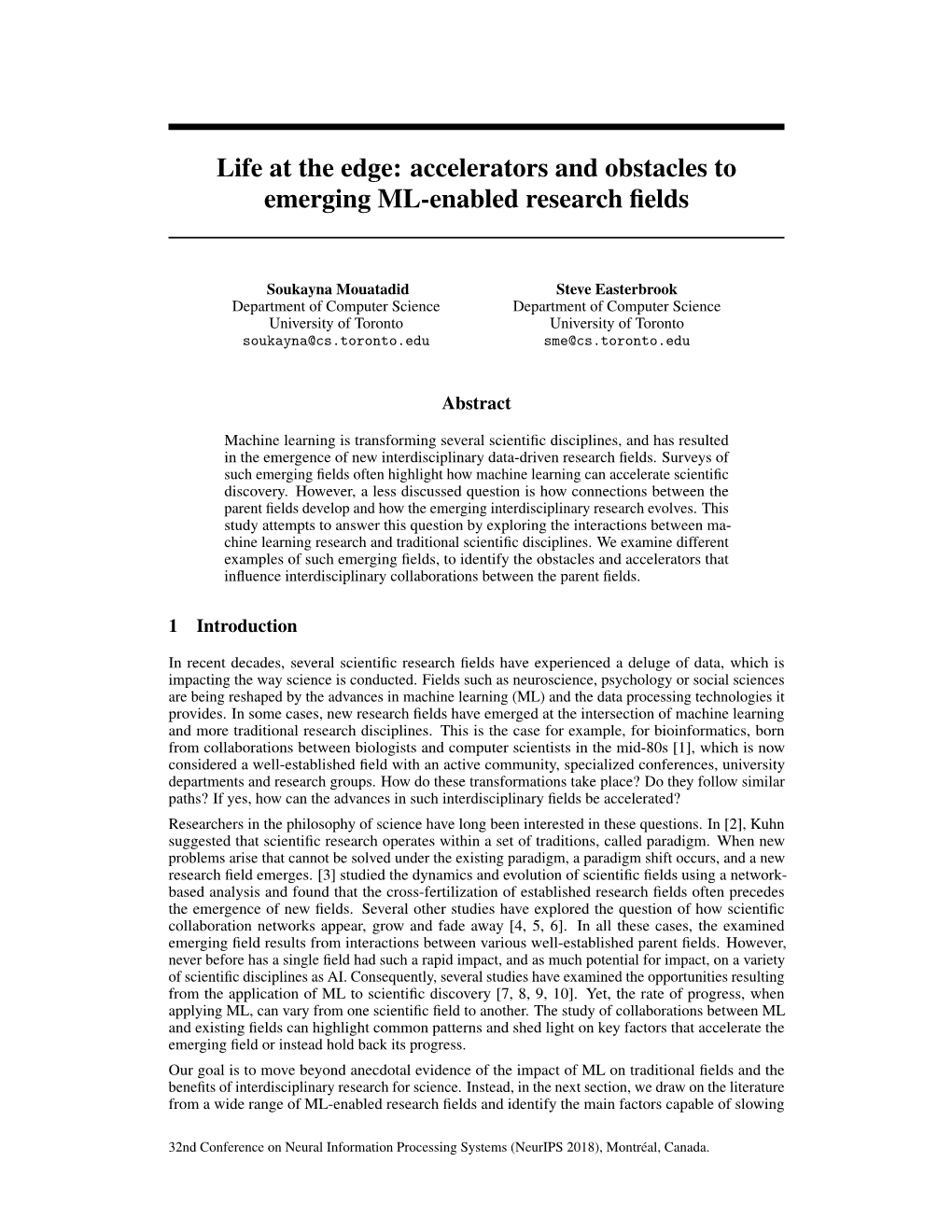 Accelerators and Obstacles to Emerging ML-Enabled Research Fields