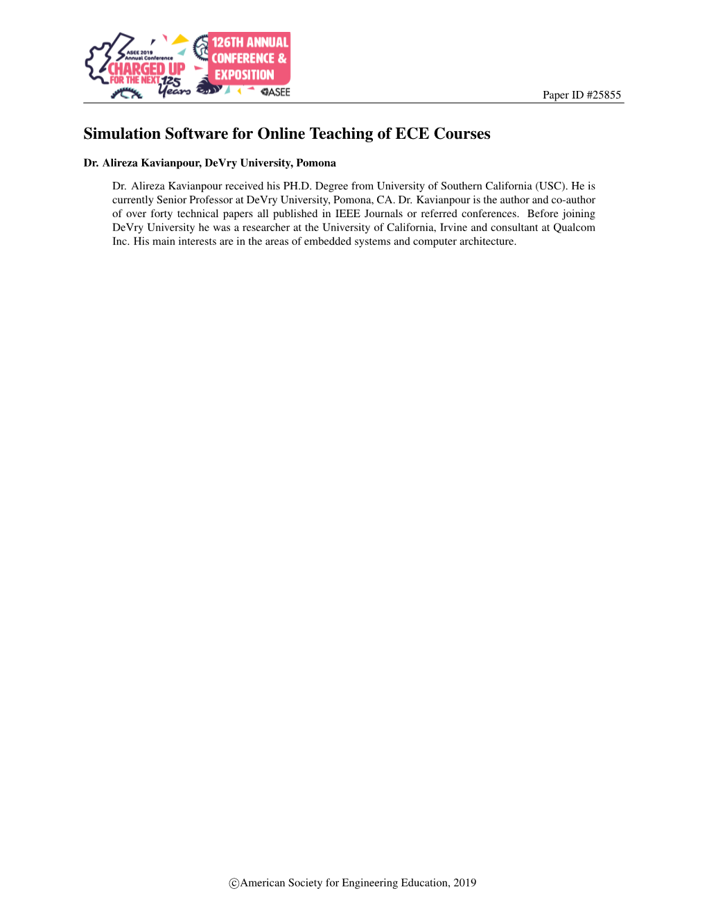 Simulation Software for Online Teaching of ECE Courses