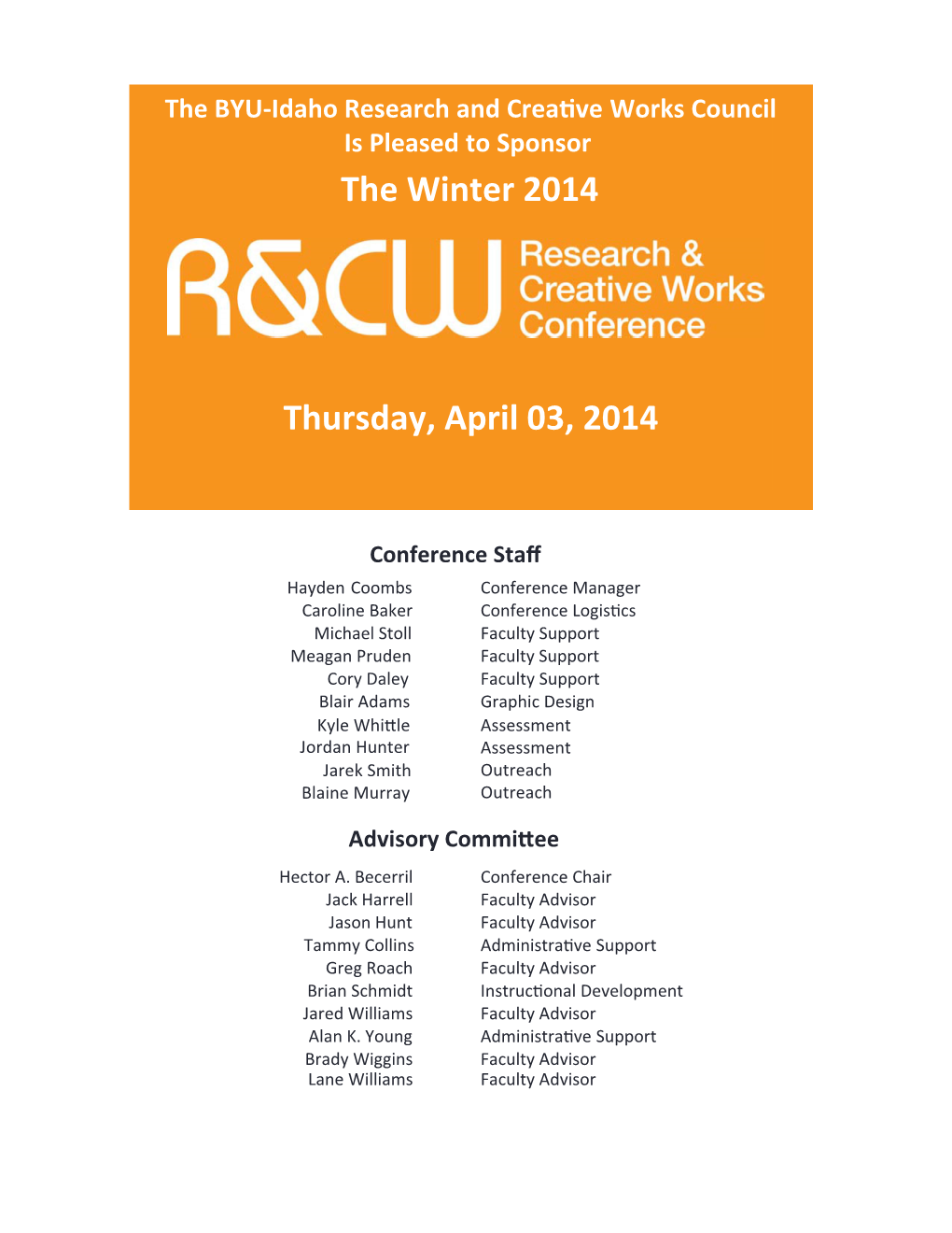 Thursday, April 03, 2014 the Winter 2014