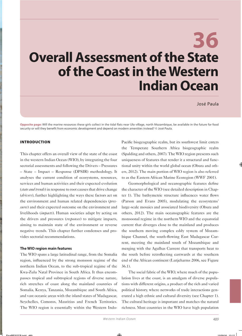 Overall Assessment of the State of the Coast in the Western Indian Ocean