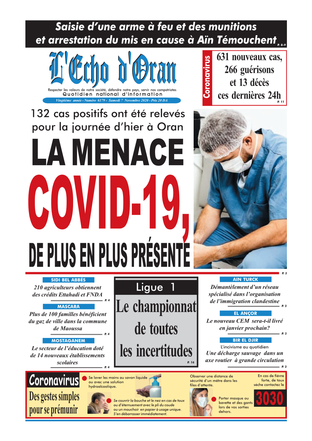 L'echo D'oran Samedi 7 Novembre 2020 Oran Aujourd'hui 3Tag