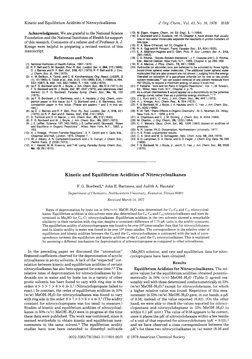 Kinetic and Equilibrium Acidities of Nitrocycloalkanes J