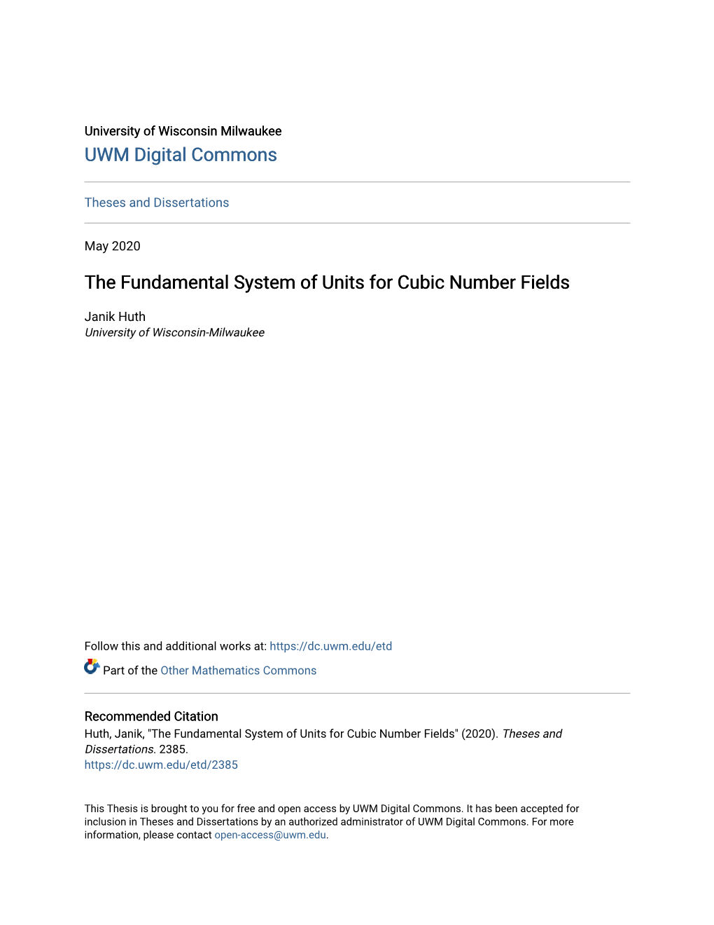 The Fundamental System of Units for Cubic Number Fields