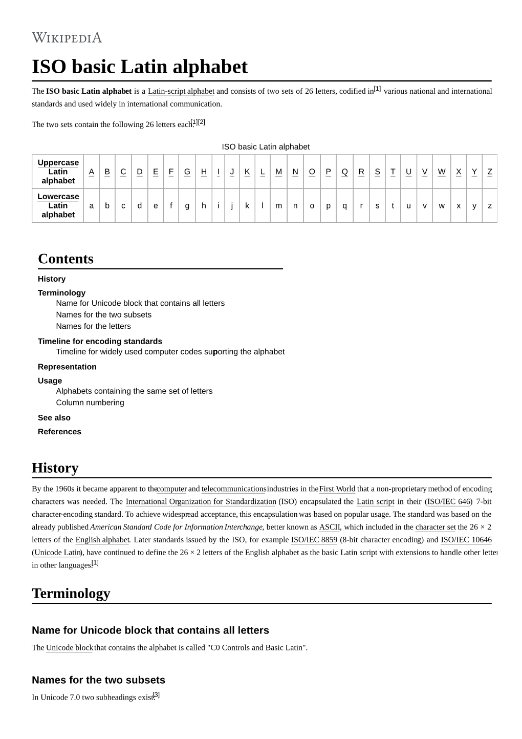 ISO Basic Latin Alphabet