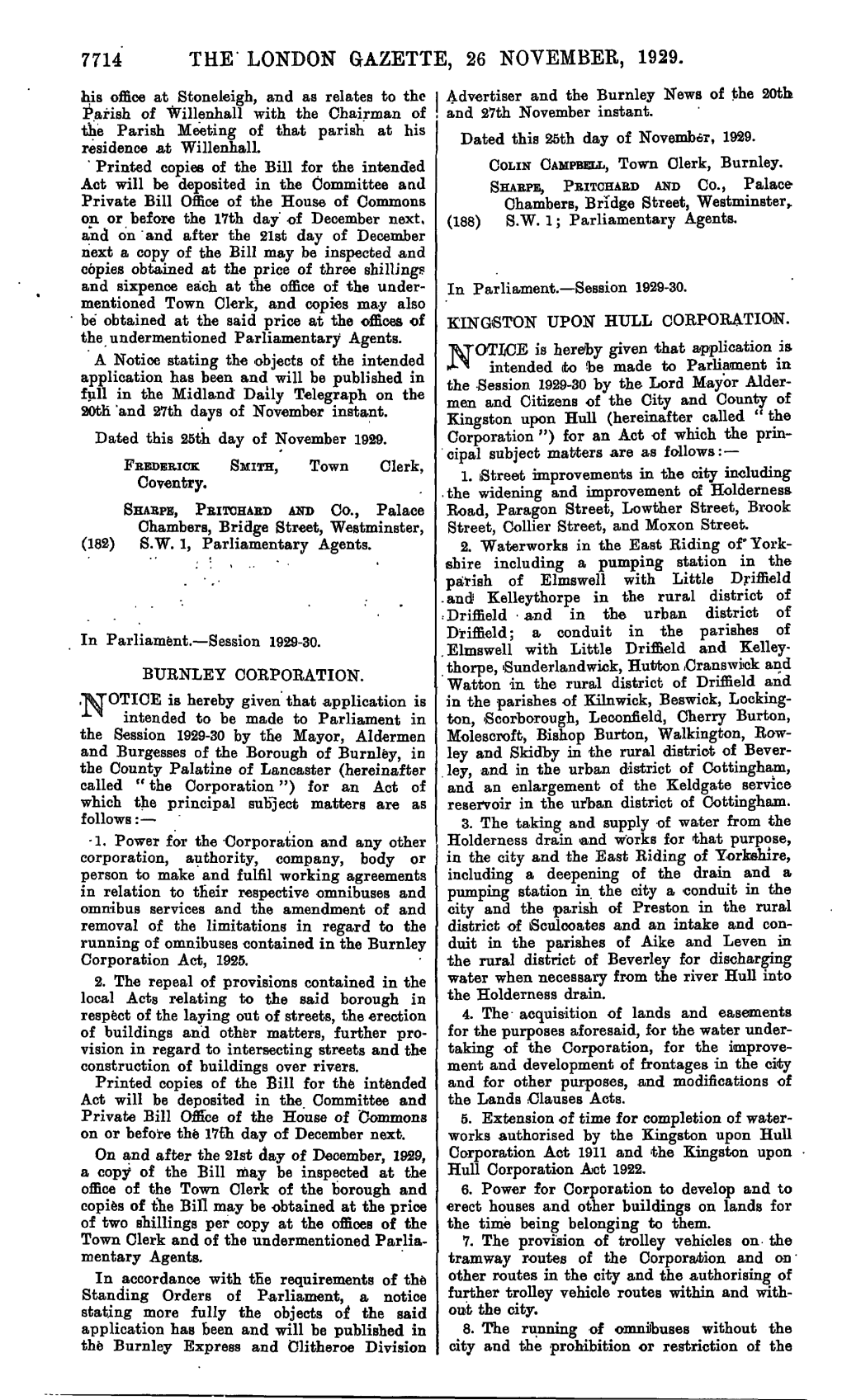 7714 the London Gazette, 26 November, 1929