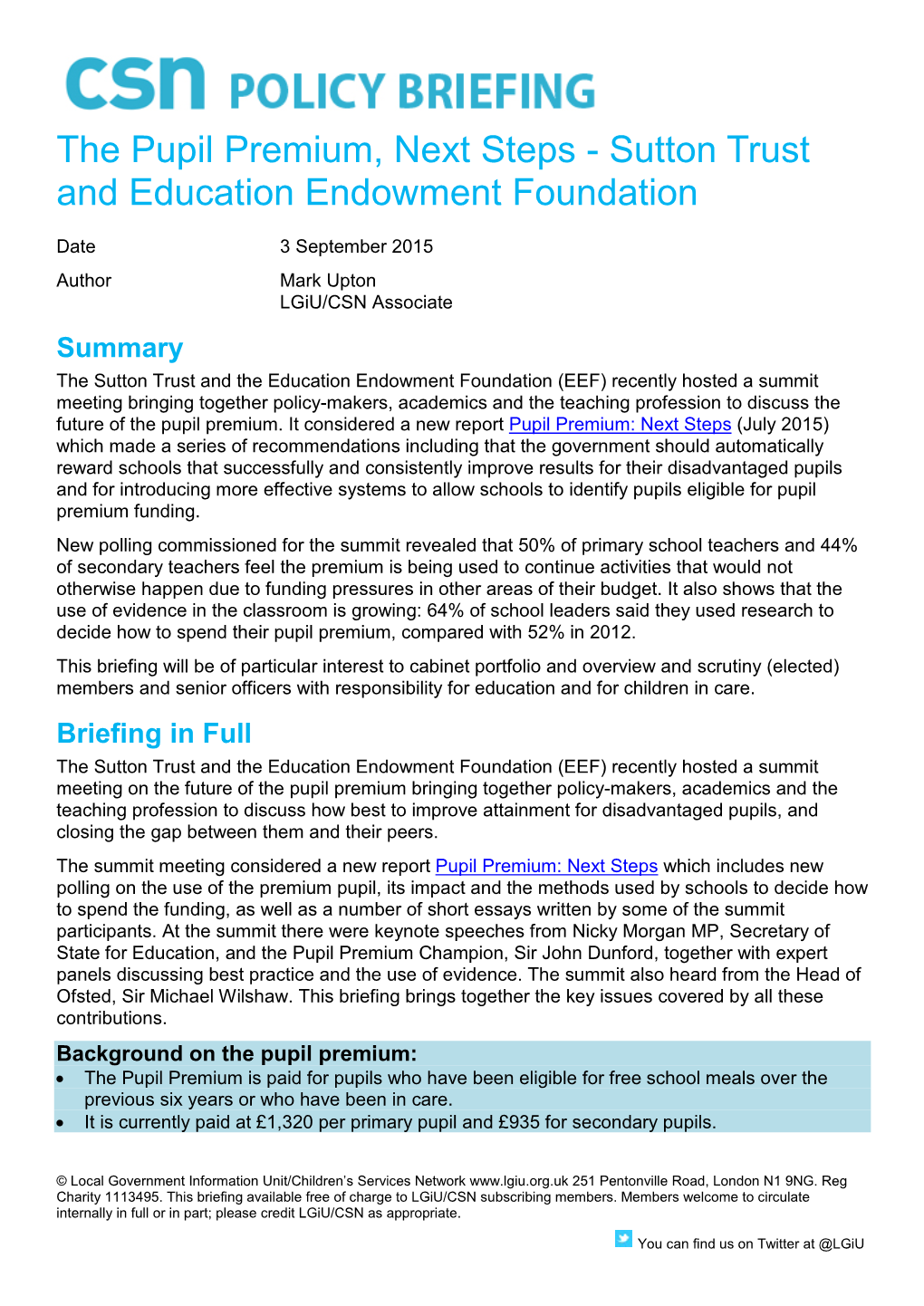 Sutton Trust and Education Endowment Foundation