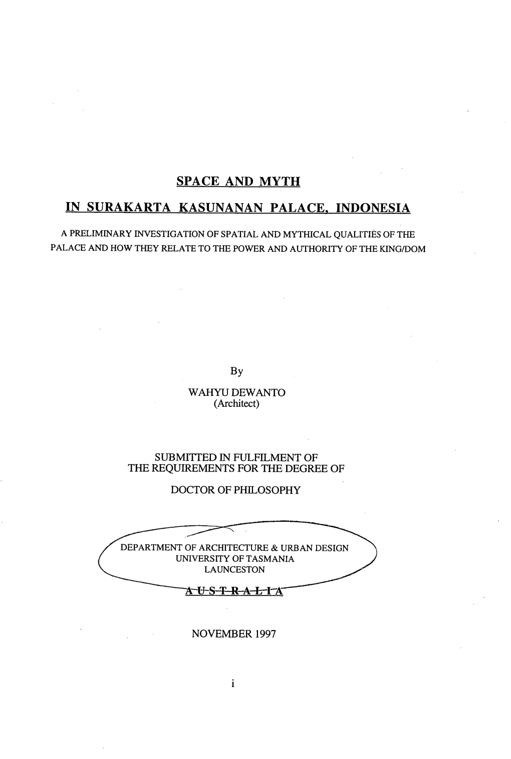 Space and Myth in Surakarta Kasunanan Palace, Indonesia