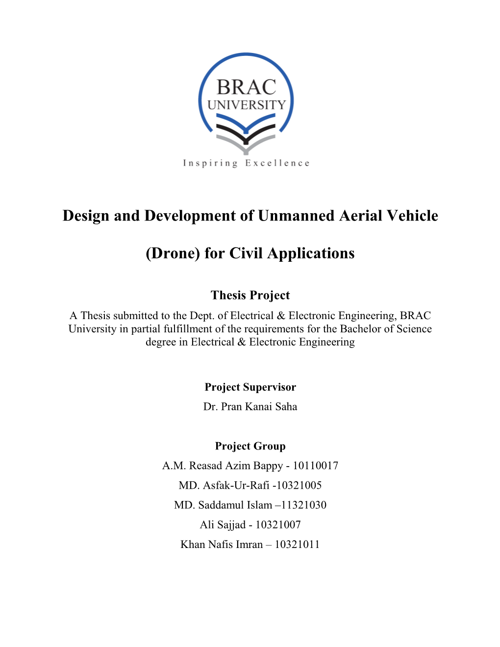 Design and Development of Unmanned Aerial Vehicle (Drone