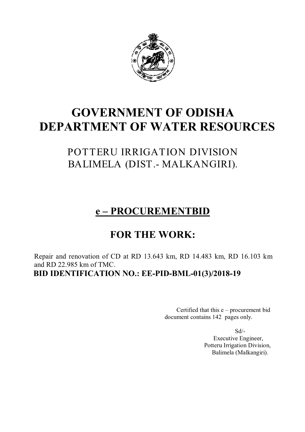 Government of Odisha Department of Water Resources