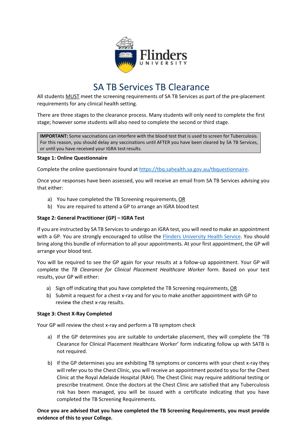 SA TB Services TB Clearance