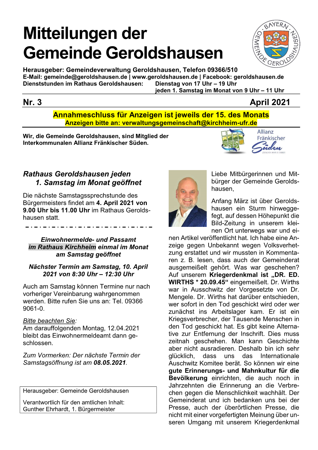 Mitteilungsblatt Der Gemeide Geroldshausen