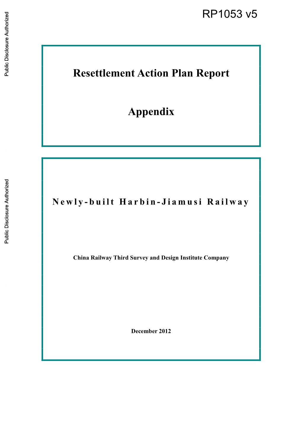 Resettlement Action Plan Report Appendix