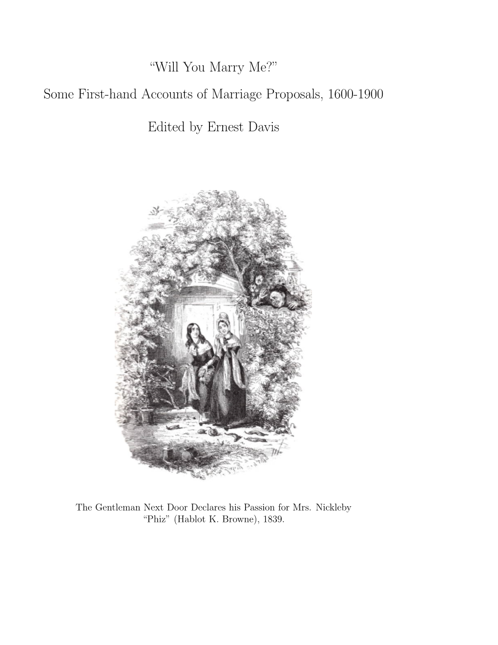 “Will You Marry Me?” Some First-Hand Accounts of Marriage Proposals, 1600-1900