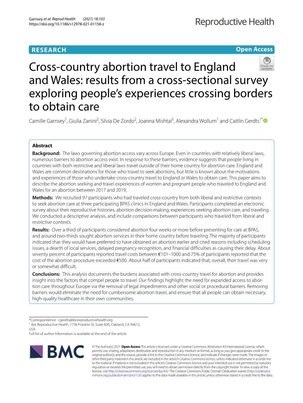 Cross-Country Abortion Travel to England and Wales