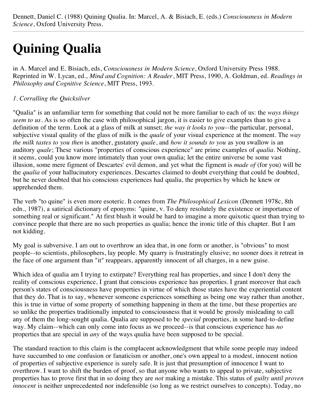 Quining Qualia