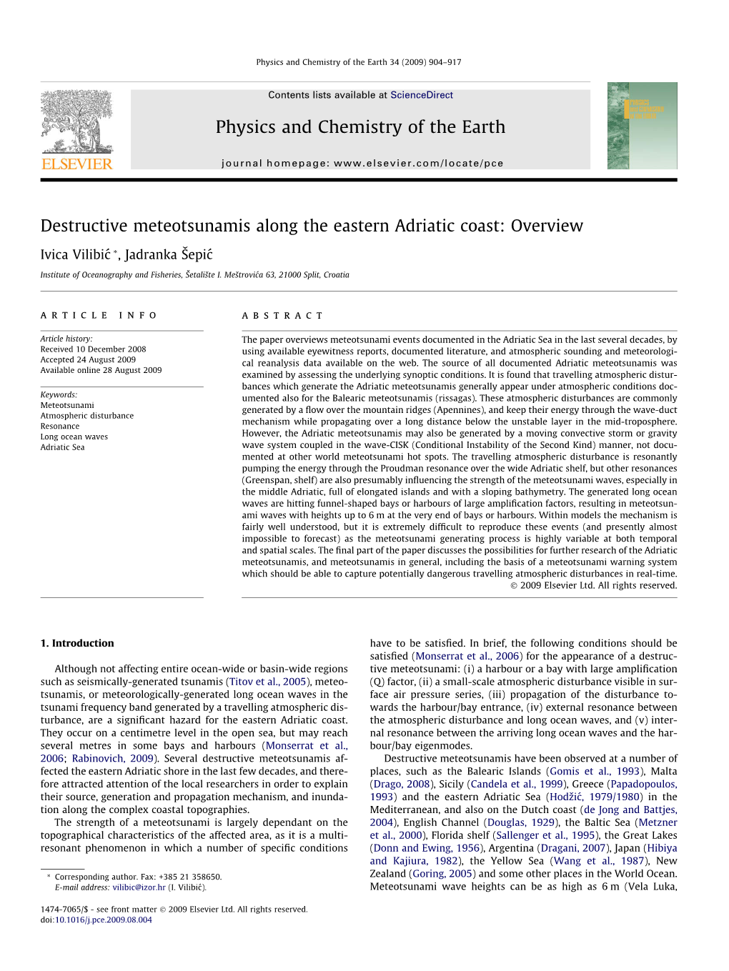 Destructive Meteotsunamis Along the Eastern Adriatic Coast: Overview