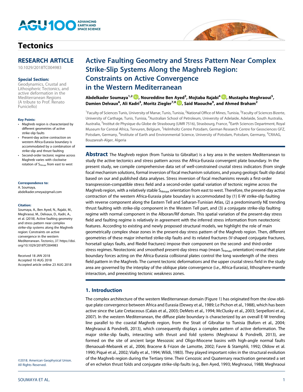 Active Faulting Geometry and Stress