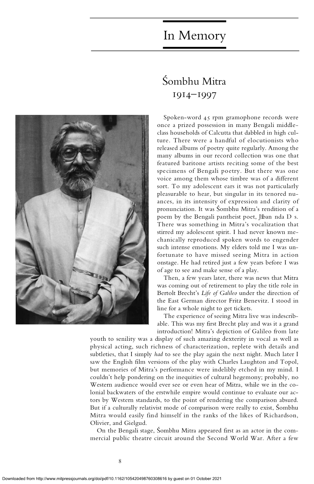 Sombhu Mitra 1914-1997