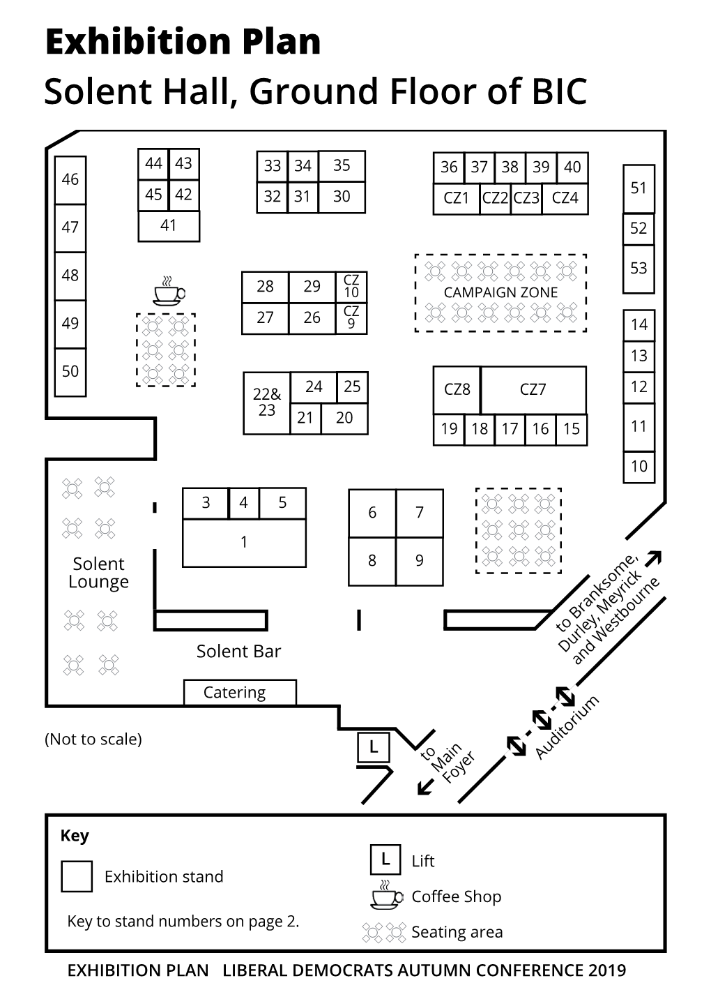 Exhibition Plan Solent Hall, Ground Floor of BIC