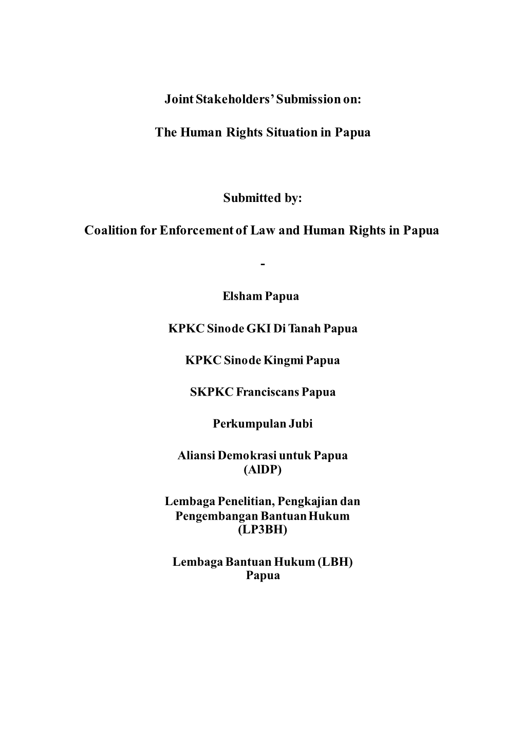 Coalition for Enforcement of Law and Human Rights in Papua