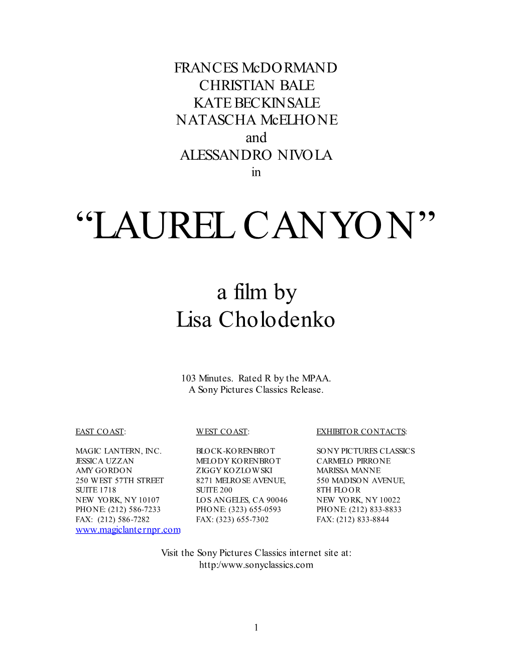 Laurel Canyon Pressbook Revised