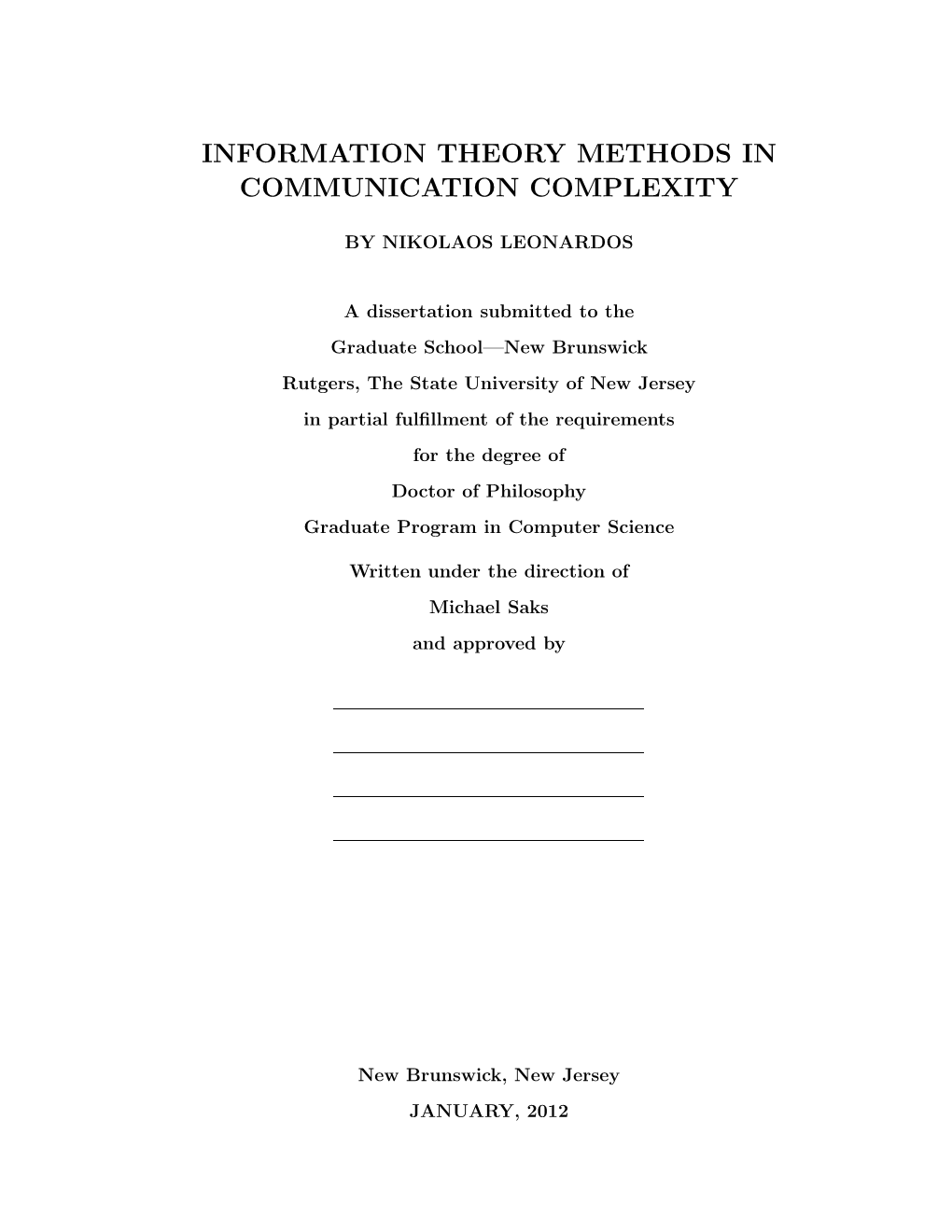 Information Theory Methods in Communication Complexity