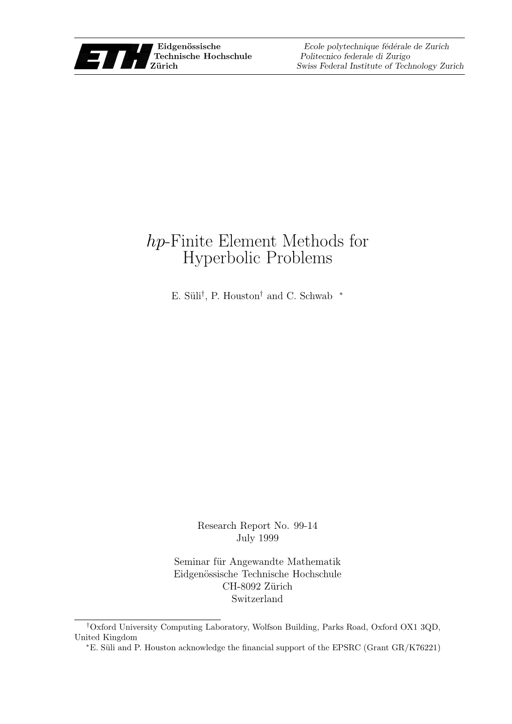 Hp-Finite Element Methods for Hyperbolic Problems
