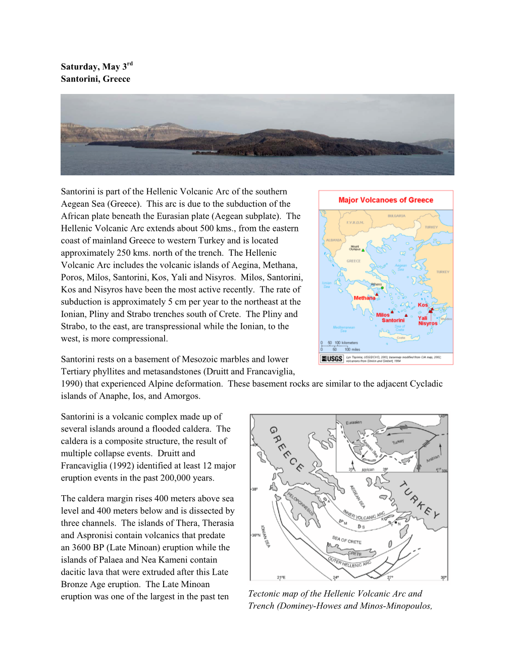 Tectonic Map of the Hellenic Volcanic Arc and Trench (Dominey-Howes and Minos-Minopoulos