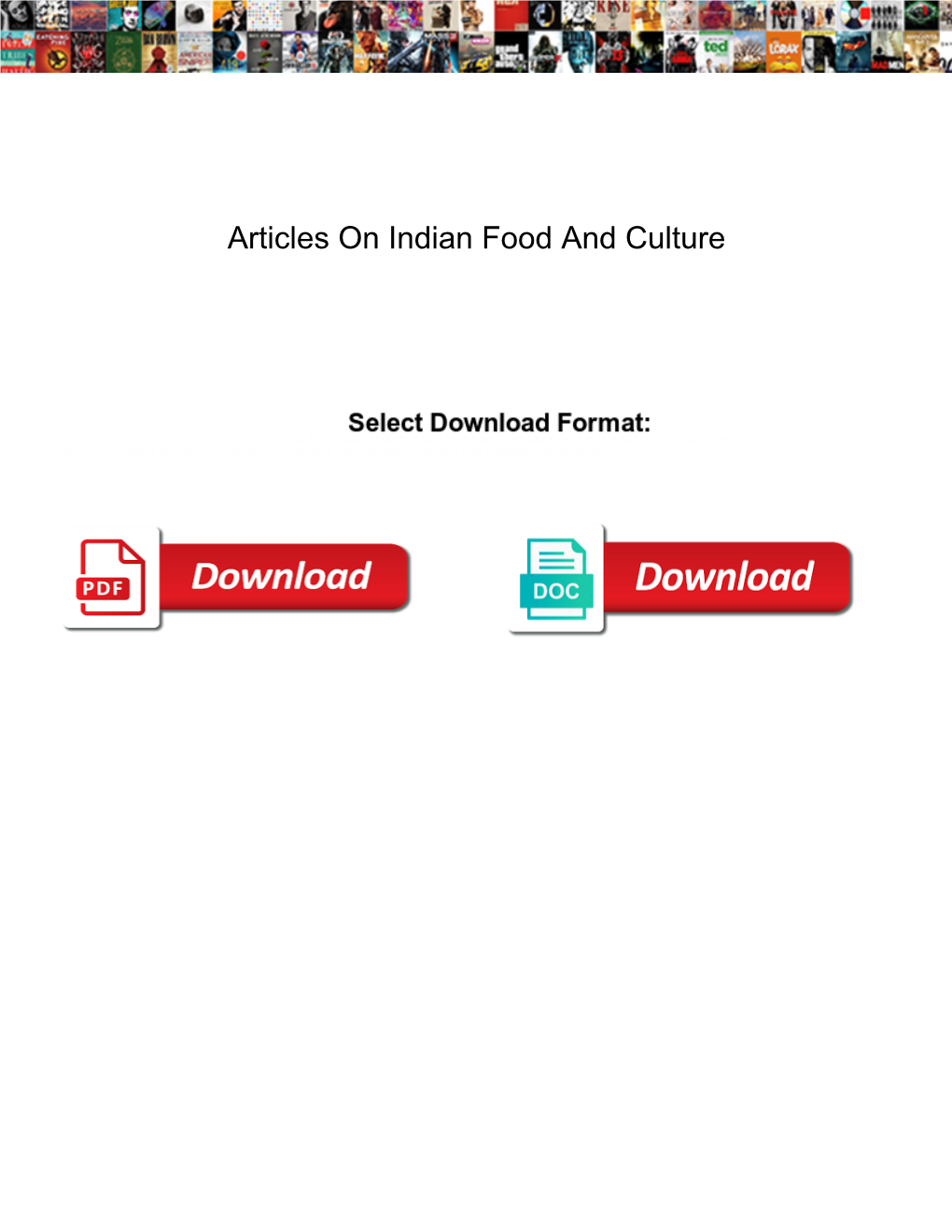 Articles on Indian Food and Culture