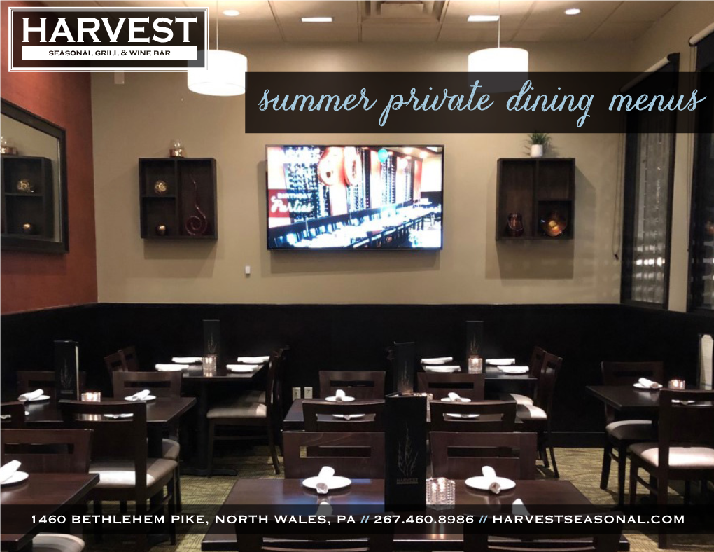 Summer Private Dining Menus